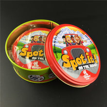 Load image into Gallery viewer, spot it and dobble card game table Board Game For Dobbles Kids Spot Cards It Go Camping Metal Tin Box SHALOM HALLOWEEN toys