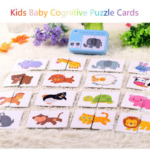 Load image into Gallery viewer, Baby Cognitive Puzzle Cards Educational Toys Matching Game Cartoon Vehicle Animal Fruit English Learning flashCards for Children
