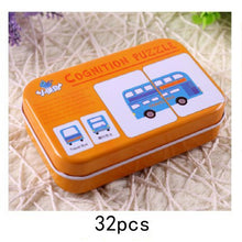 Load image into Gallery viewer, Baby Cognitive Puzzle Cards Educational Toys Matching Game Cartoon Vehicle Animal Fruit English Learning flashCards for Children
