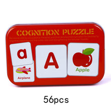 Load image into Gallery viewer, Baby Cognitive Puzzle Cards Educational Toys Matching Game Cartoon Vehicle Animal Fruit English Learning flashCards for Children
