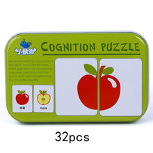 Load image into Gallery viewer, Baby Cognitive Puzzle Cards Educational Toys Matching Game Cartoon Vehicle Animal Fruit English Learning flashCards for Children
