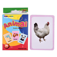 Load image into Gallery viewer, Baby Cognitive Puzzle Cards Educational Toys Matching Game Cartoon Vehicle Animal Fruit English Learning flashCards for Children
